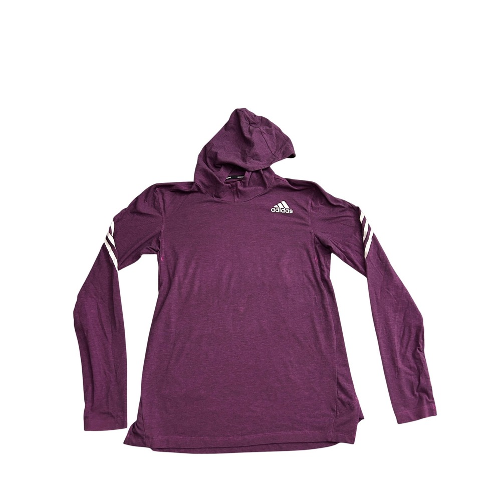 Adidas Hoodie Training Shirt Womens Small Purple Excellent Aeroready 3-Stripe